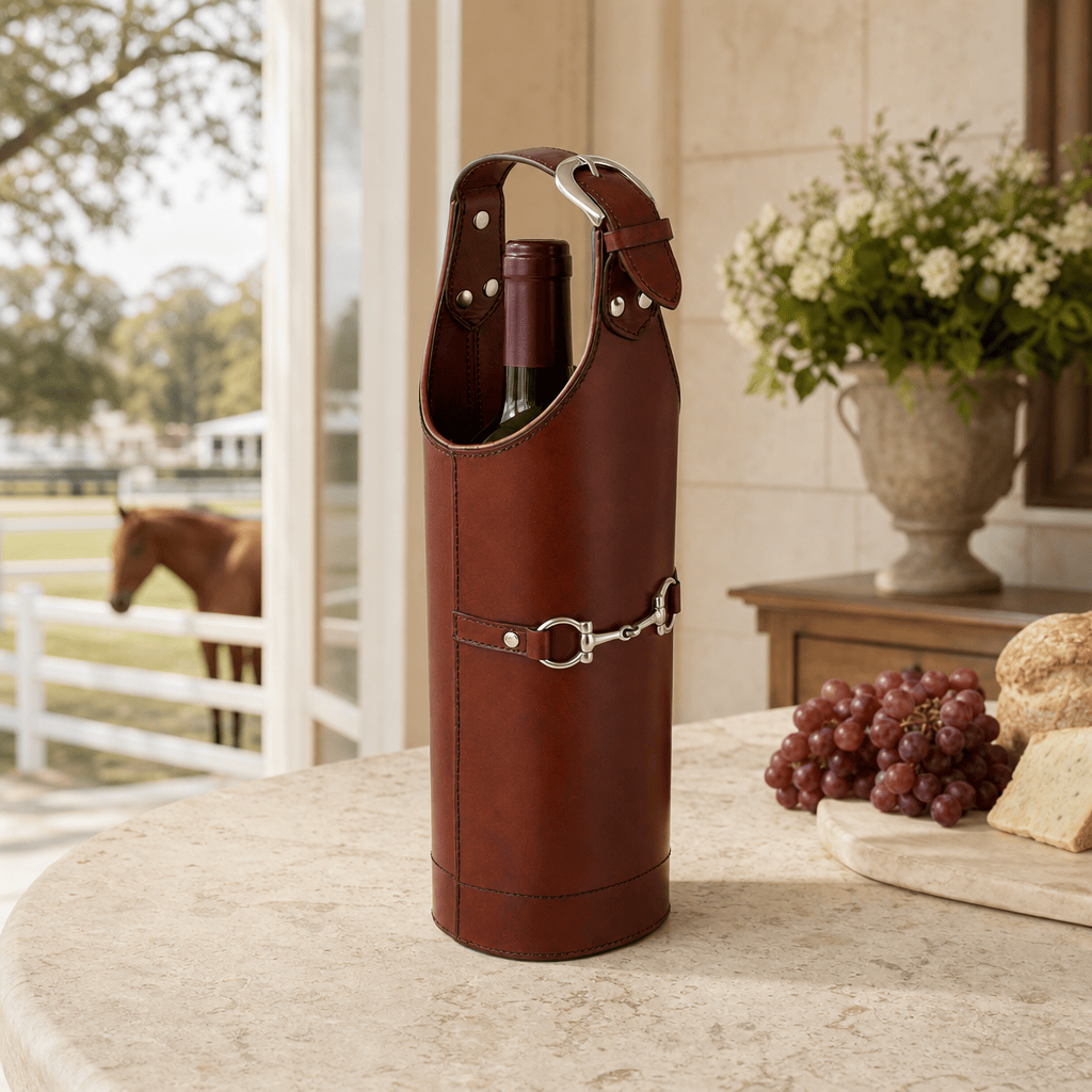 Premium Genuine Leather Bit Single Wine Bottle Carrier 8