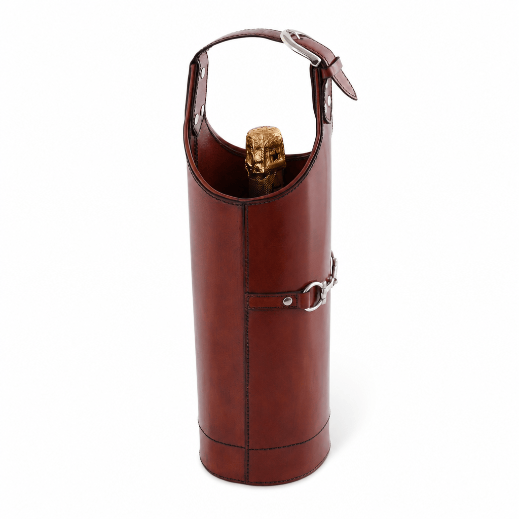 Premium Genuine Leather Bit Single Wine Bottle Carrier 8