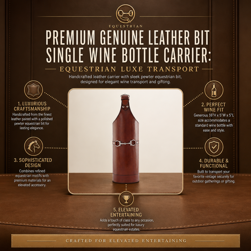 Premium Genuine Leather Bit Single Wine Bottle Carrier 11