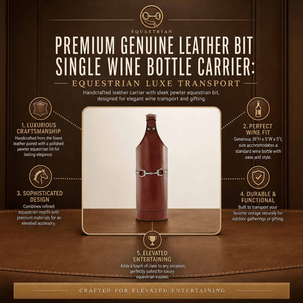 Premium Genuine Leather Bit Single Wine Bottle Carrier 11