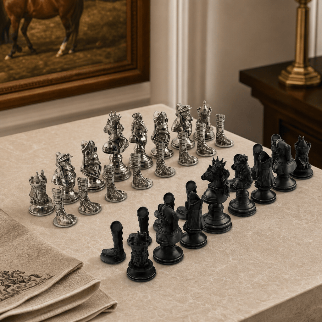 Pewter Equestrian Hunt Chess Pieces 2