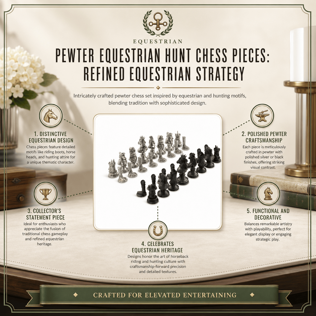 Pewter Equestrian Hunt Chess Pieces 11