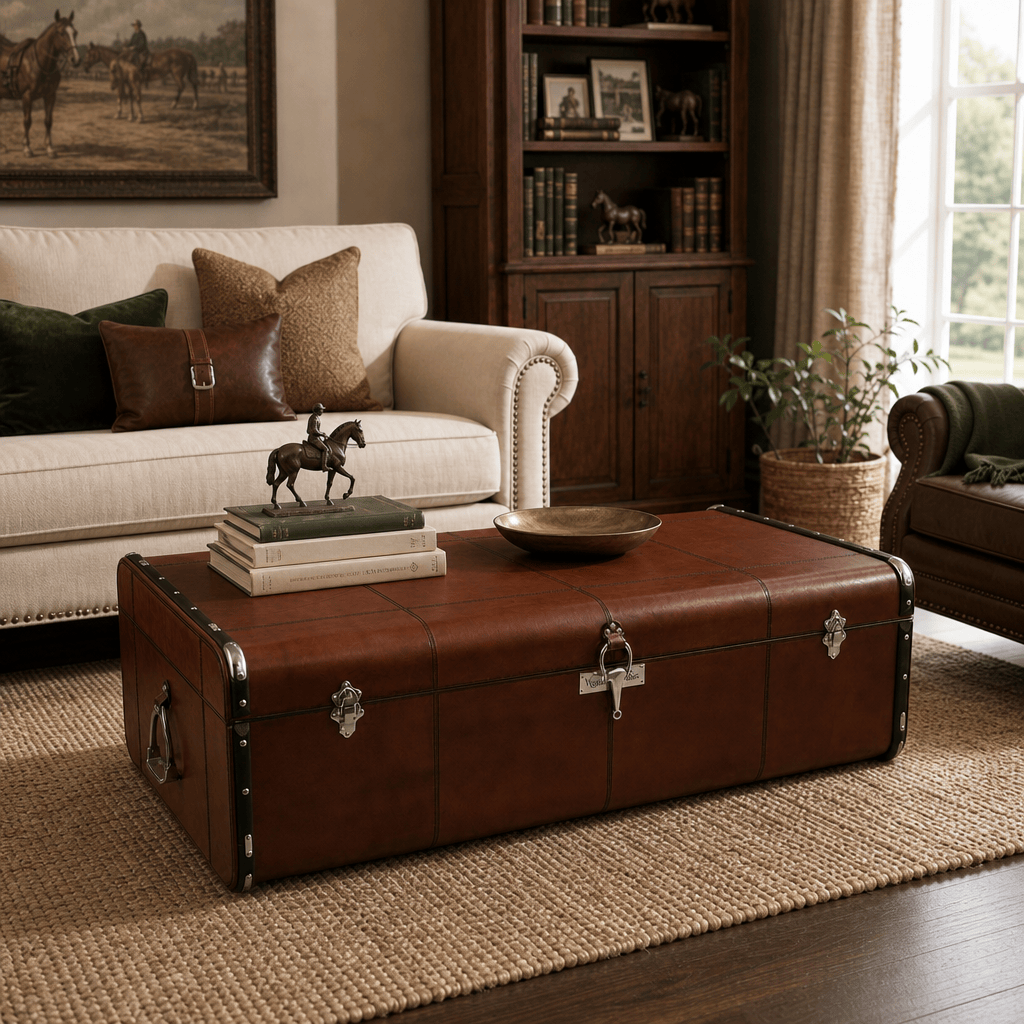 Stirrup Cognac Leather Coffee Table - Large 4