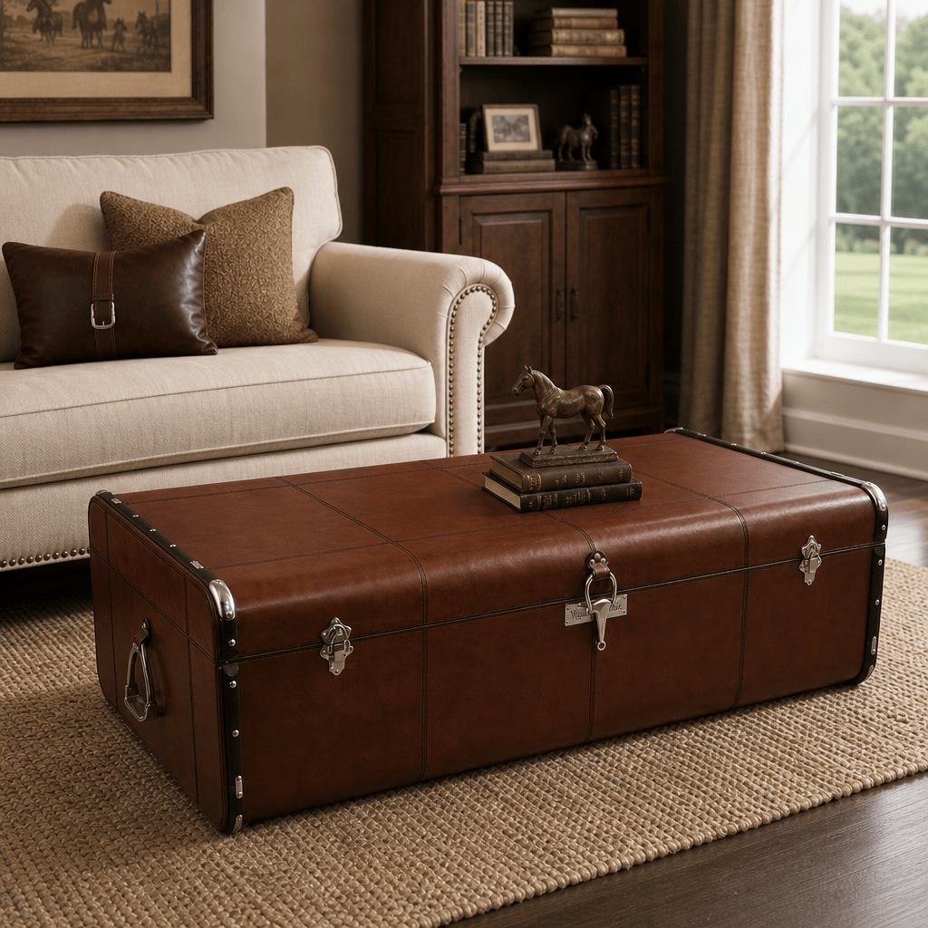 Stirrup Cognac Leather Coffee Table - Large 2
