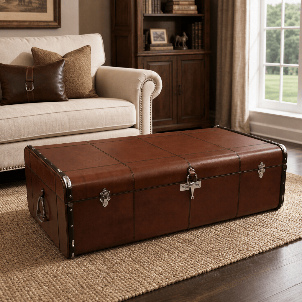 Stirrup Cognac Leather Coffee Table - Large 1