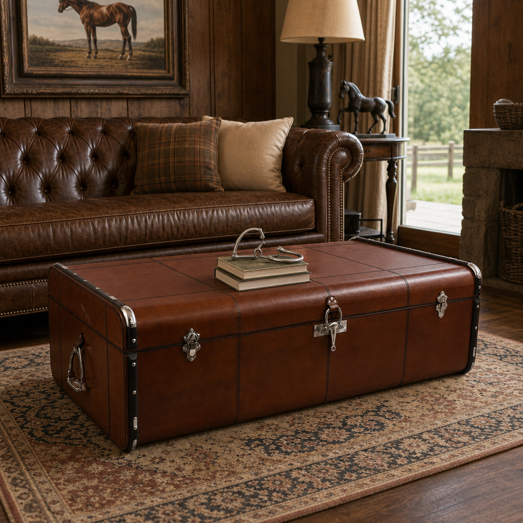 Stirrup Cognac Leather Coffee Table - Large 5