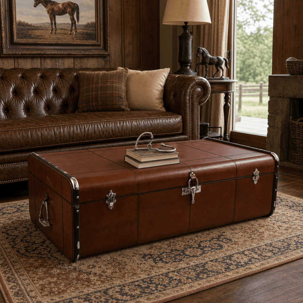 Stirrup Cognac Leather Coffee Table - Large 5