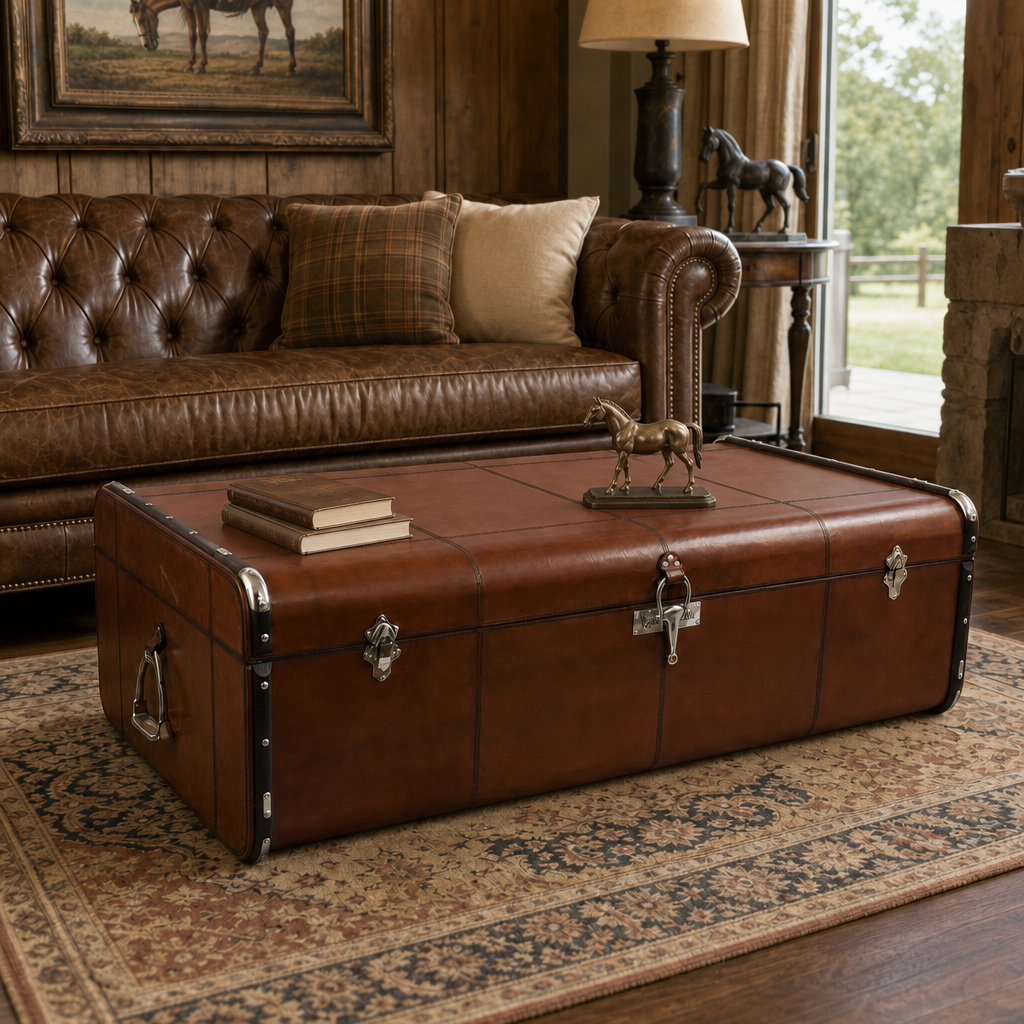 Stirrup Cognac Leather Coffee Table - Large 3