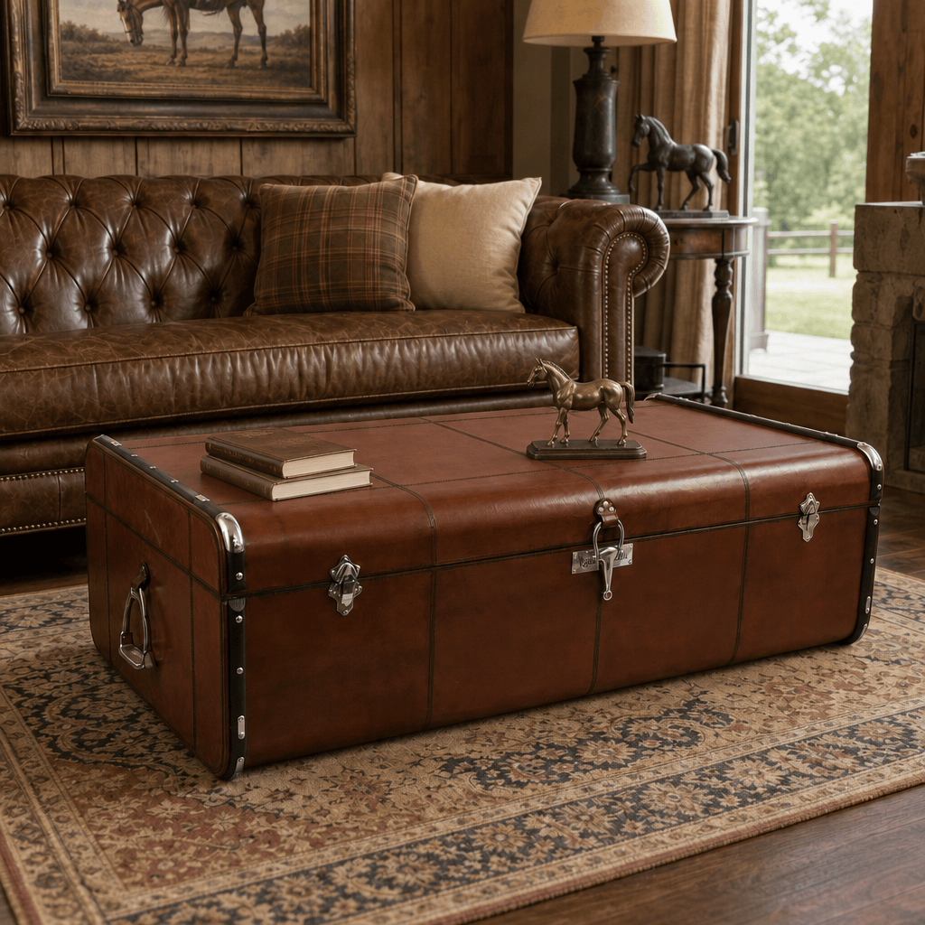 Stirrup Cognac Leather Coffee Table - Large 3