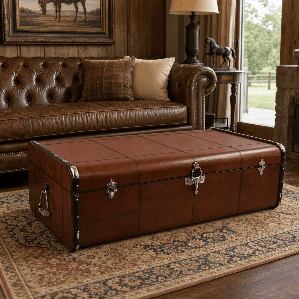 Stirrup Cognac Leather Coffee Table - Large 10