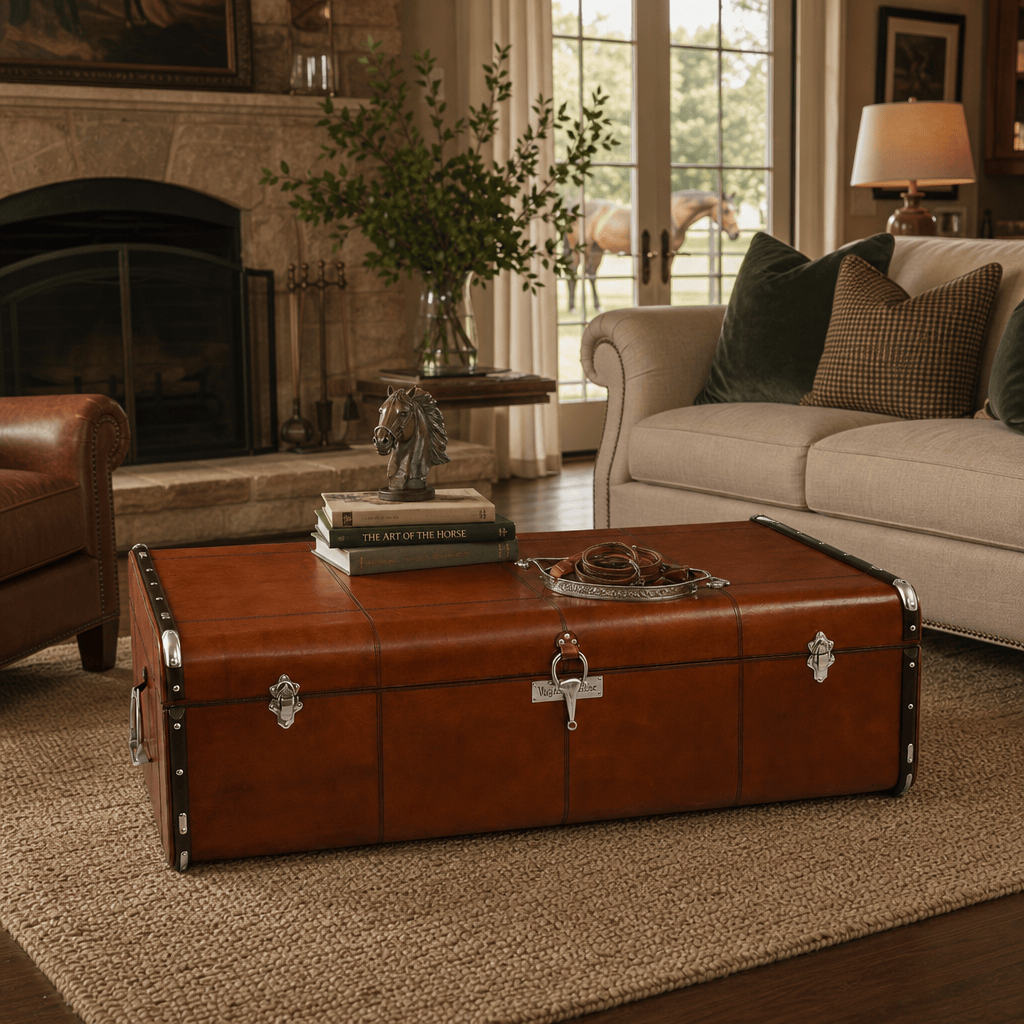 Stirrup Cognac Leather Coffee Table - Large 6