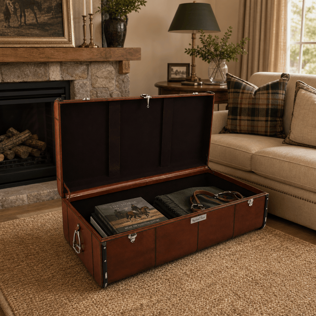 Stirrup Cognac Leather Coffee Table - Large 7