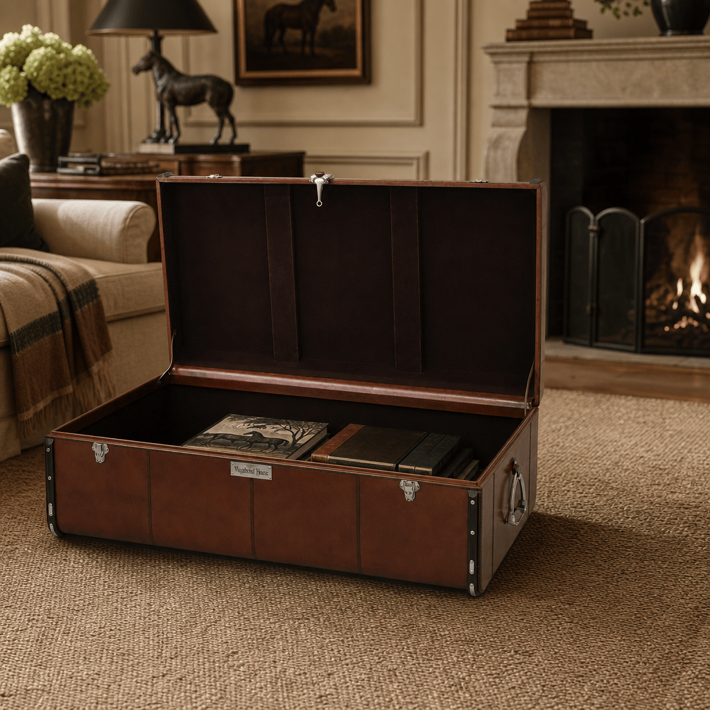 Stirrup Cognac Leather Coffee Table - Large 9