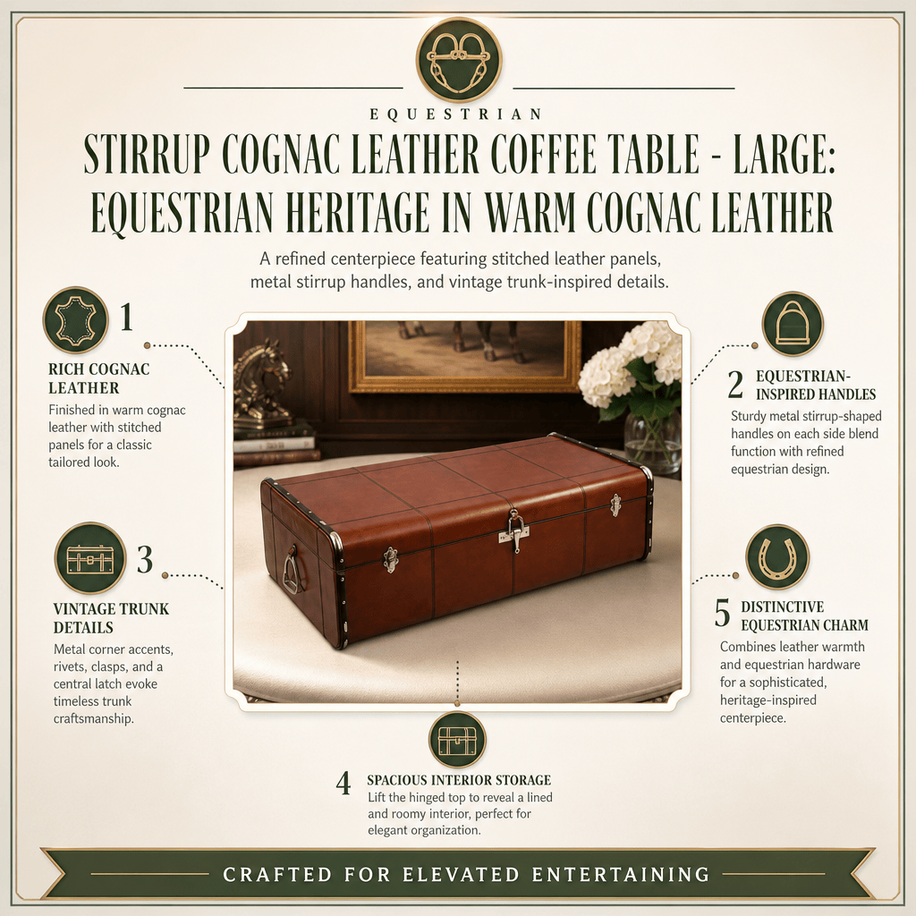 Stirrup Cognac Leather Coffee Table - Large 11