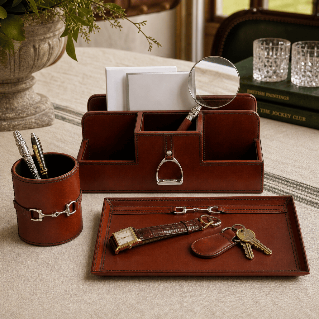 Premium Genuine Leather Equestrian Bit Catchall Tray 9