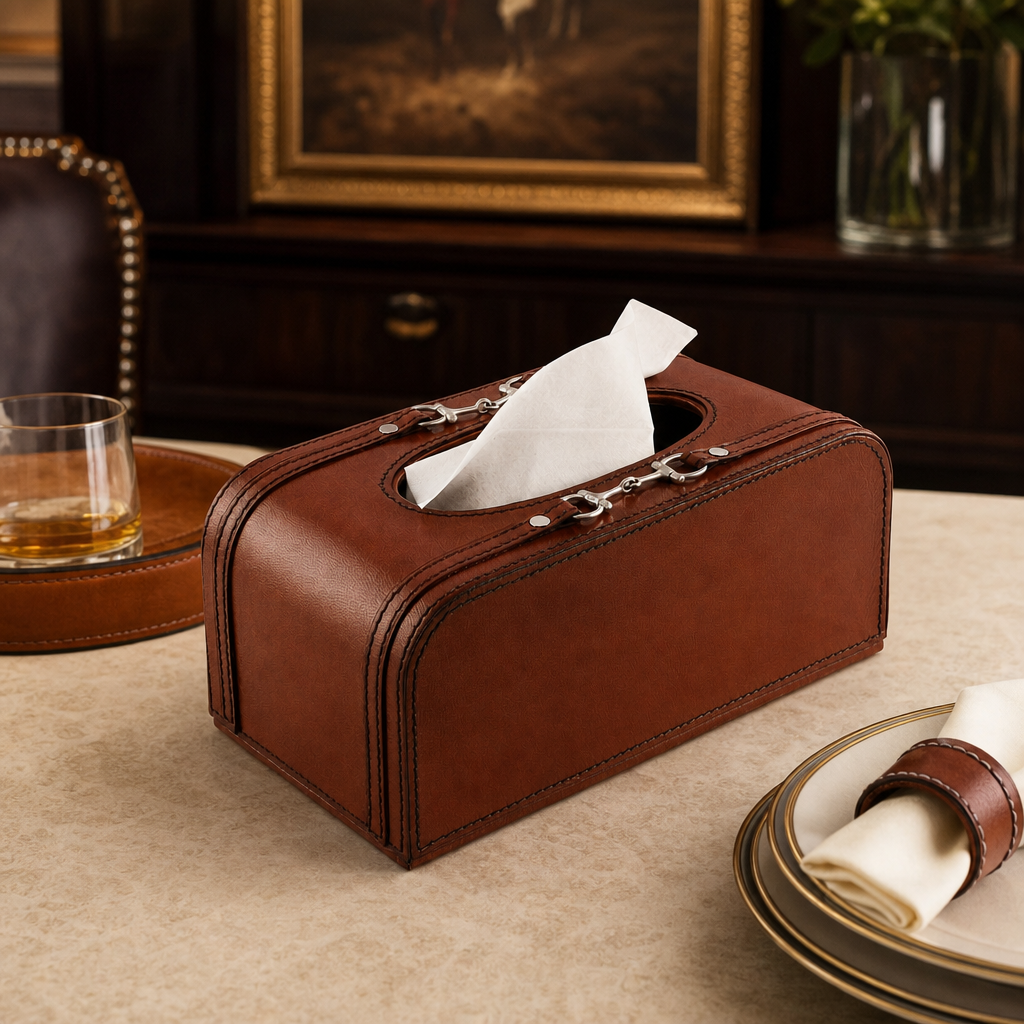 Premium Genuine Leather Bit Tissue Box 2