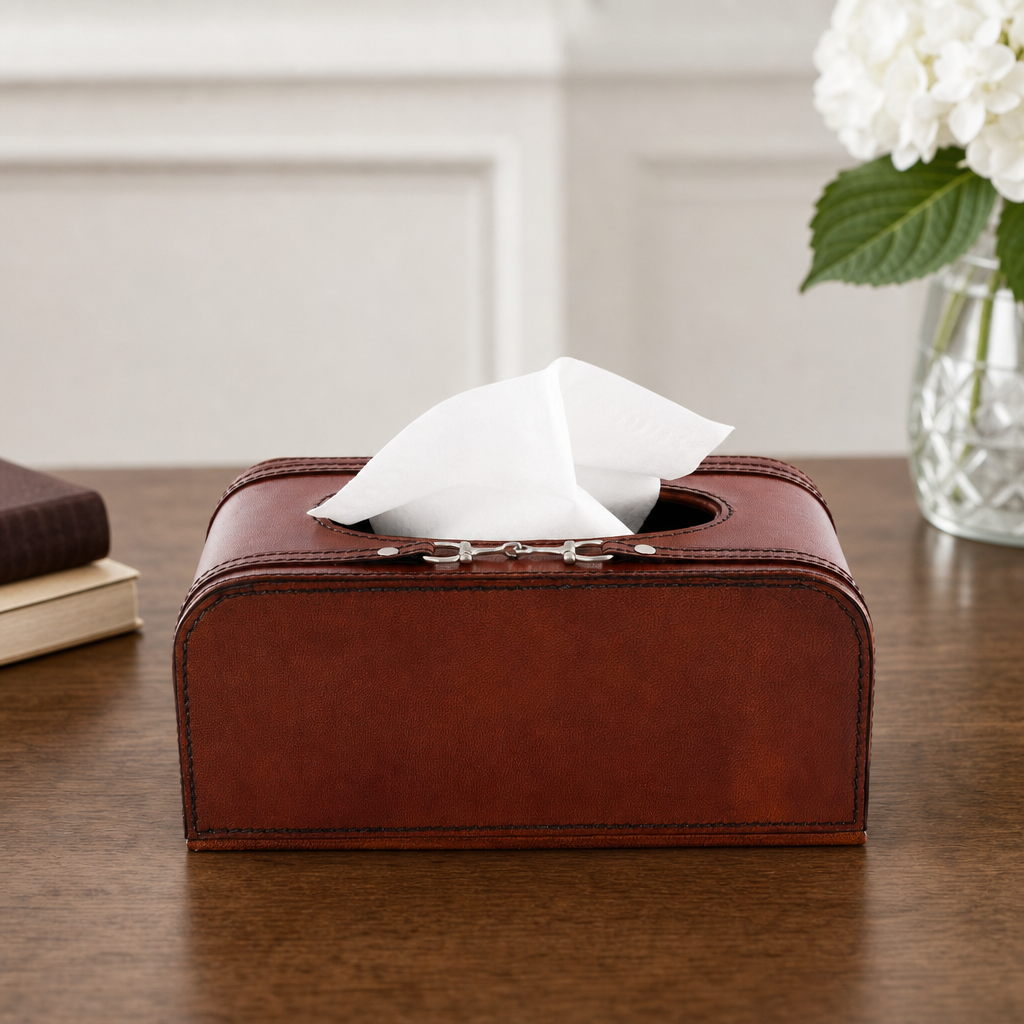 Premium Genuine Leather Bit Tissue Box 10