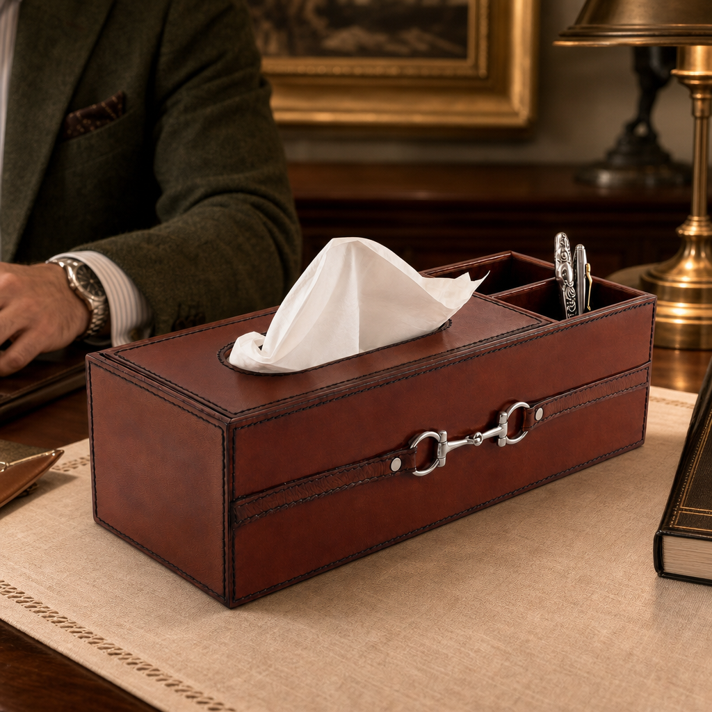 Premium Genuine Leather Bit Office Tissue Box 4