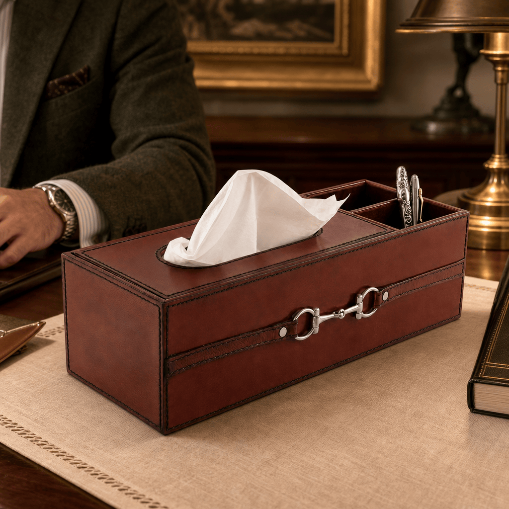 Premium Genuine Leather Bit Office Tissue Box 4
