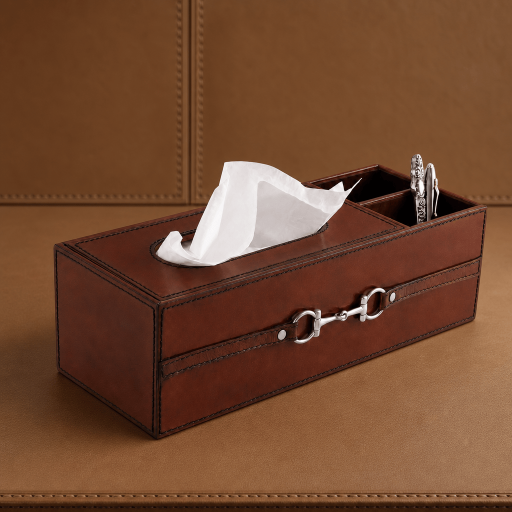 Premium Genuine Leather Bit Office Tissue Box 2