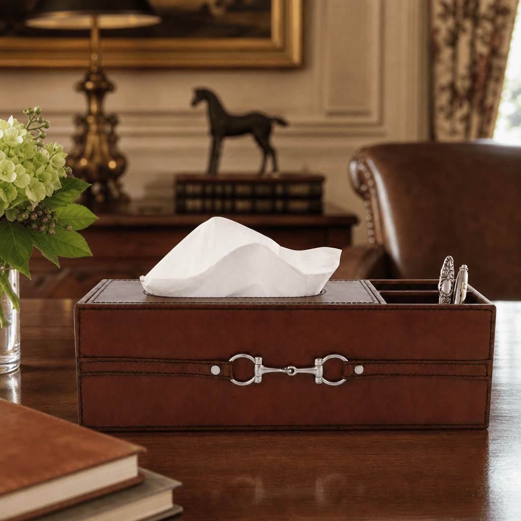Premium Genuine Leather Bit Office Tissue Box 5