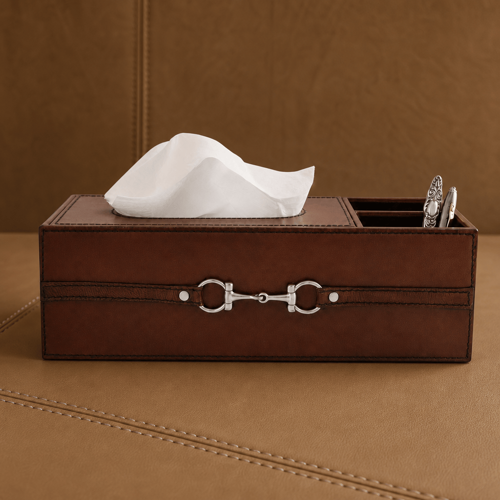 Premium Genuine Leather Bit Office Tissue Box 3