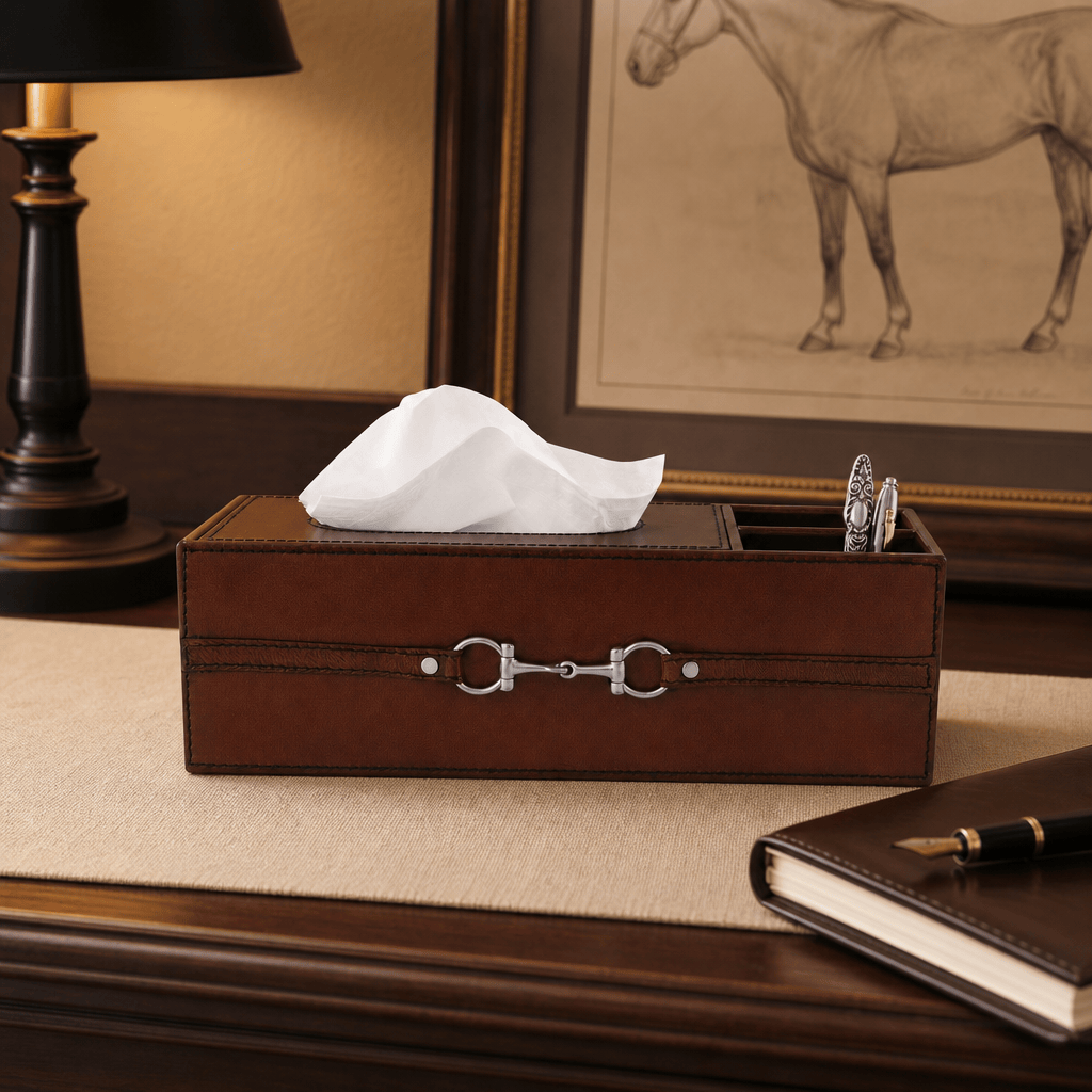 Premium Genuine Leather Bit Office Tissue Box 3
