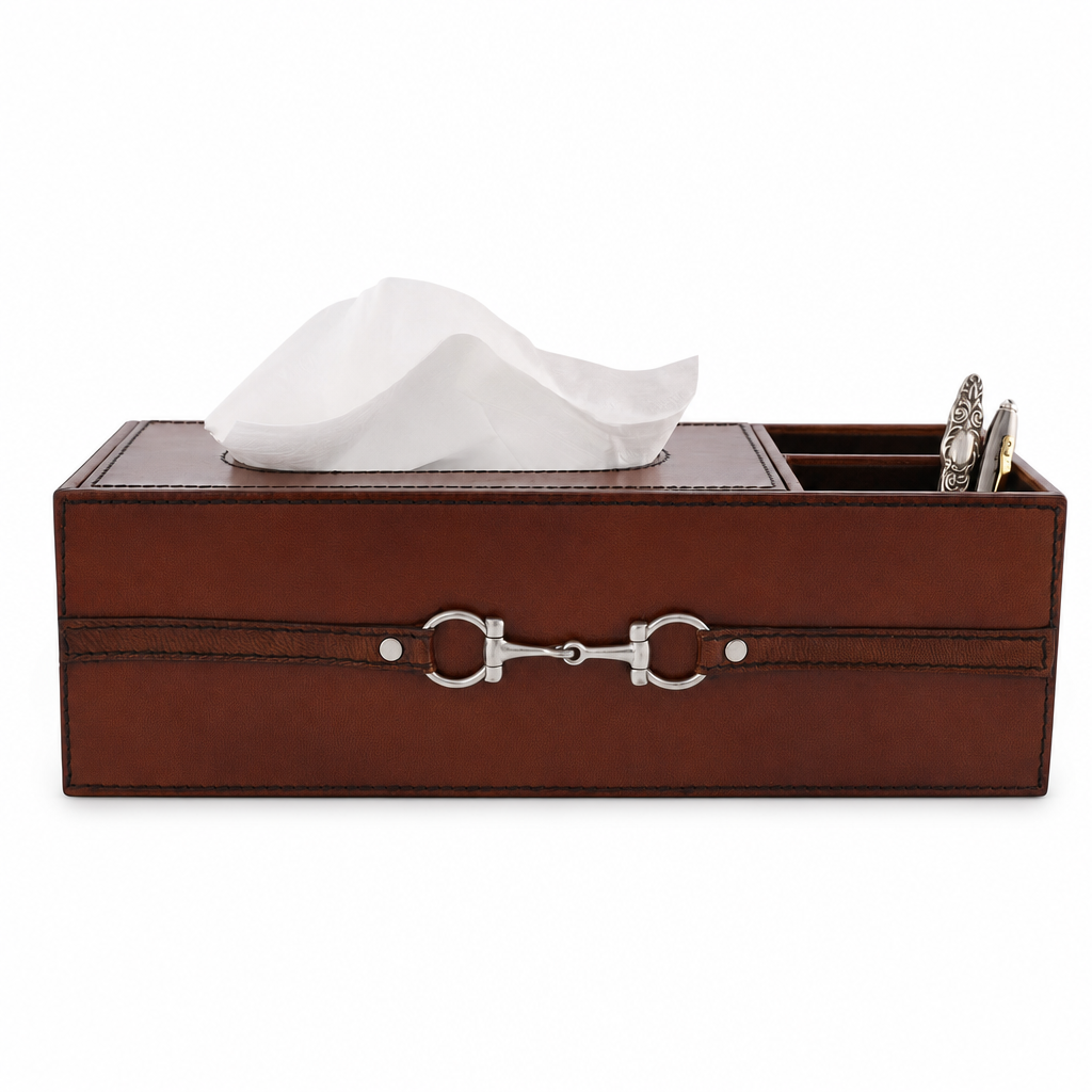 Premium Genuine Leather Bit Office Tissue Box 10