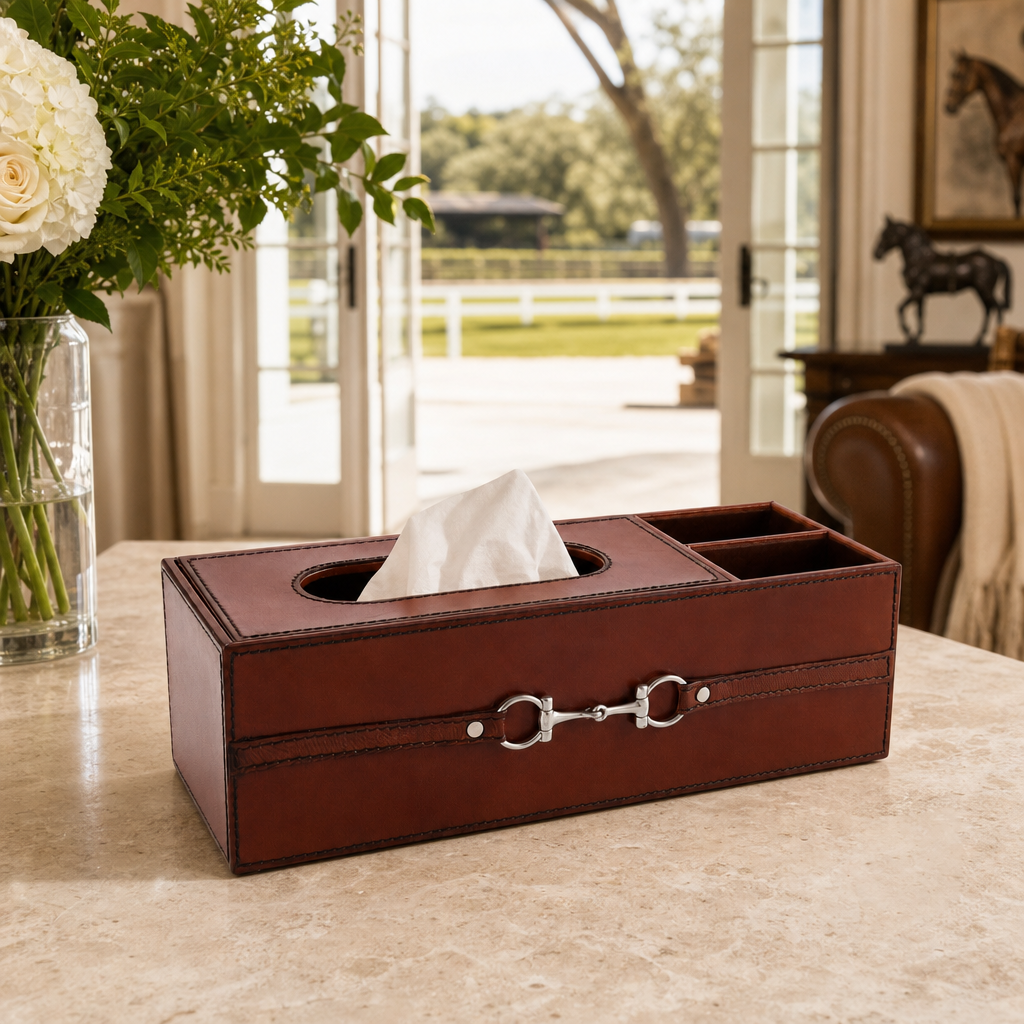 Premium Genuine Leather Bit Office Tissue Box 8