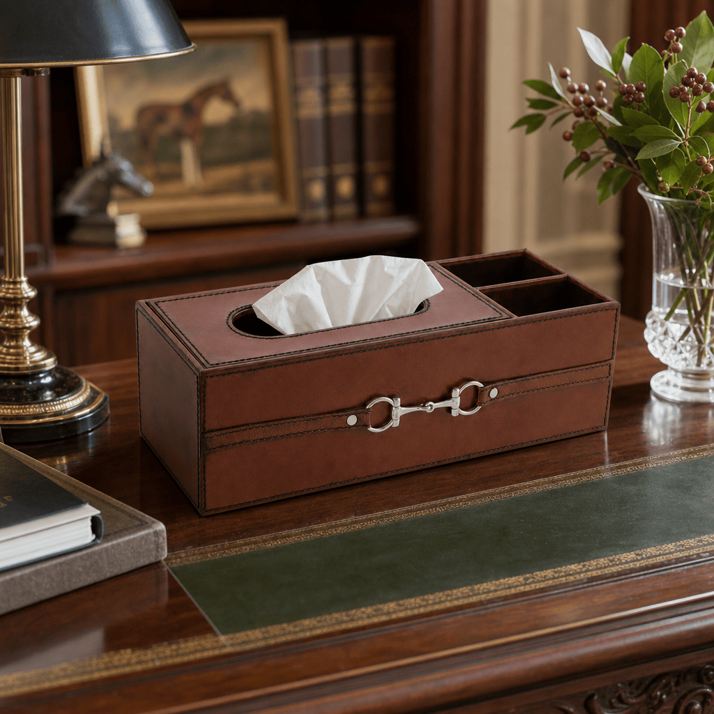Premium Genuine Leather Bit Office Tissue Box 6