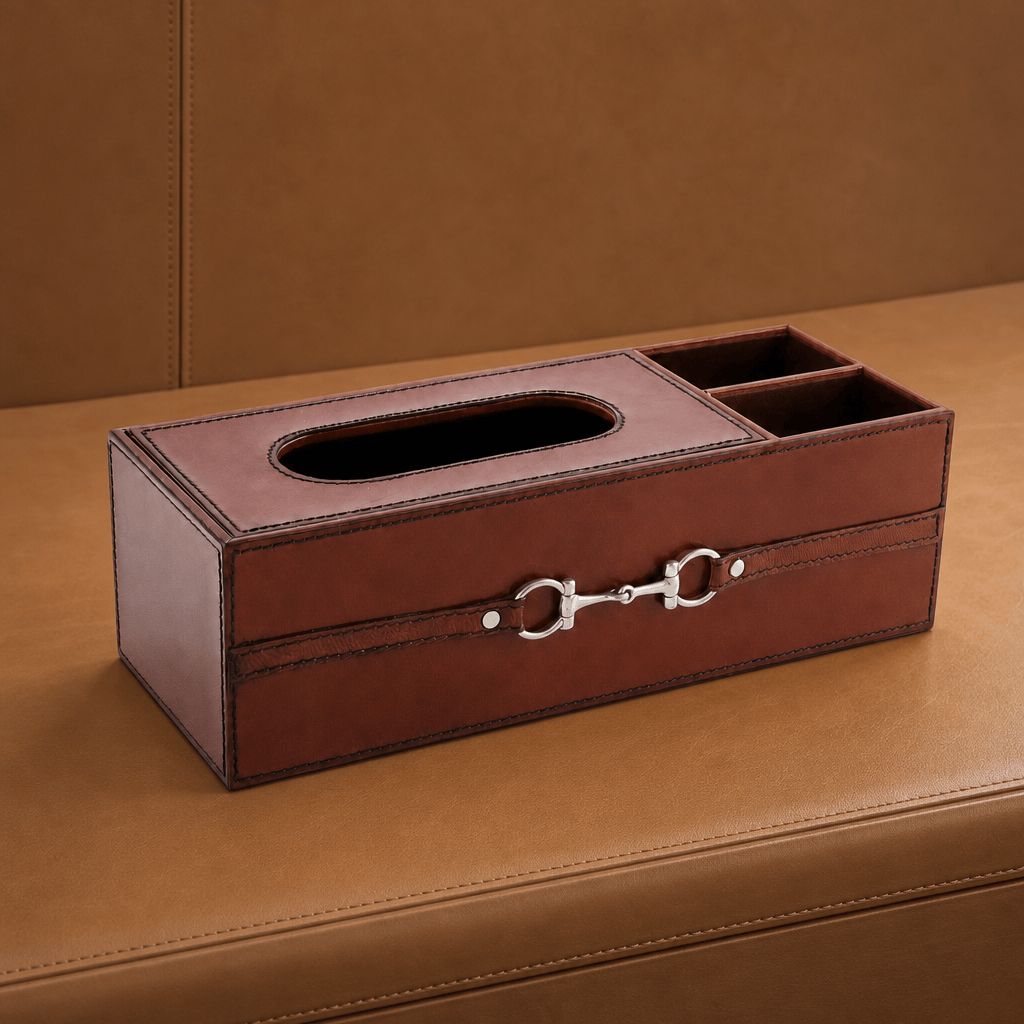 Premium Genuine Leather Bit Office Tissue Box 4