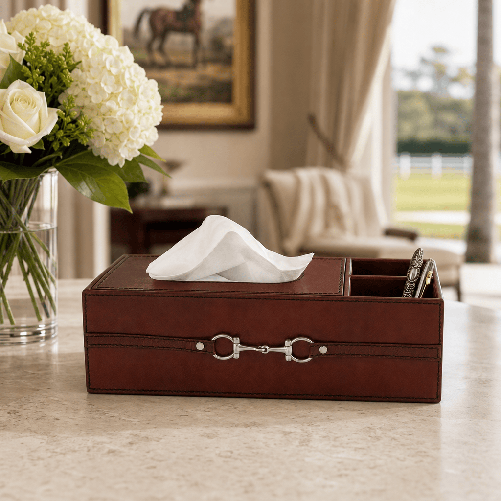 Premium Genuine Leather Bit Office Tissue Box 9