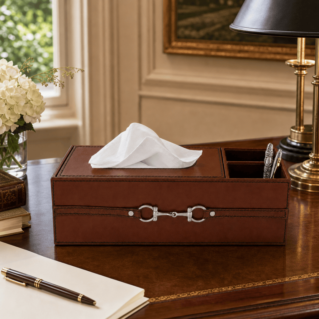 Premium Genuine Leather Bit Office Tissue Box 7