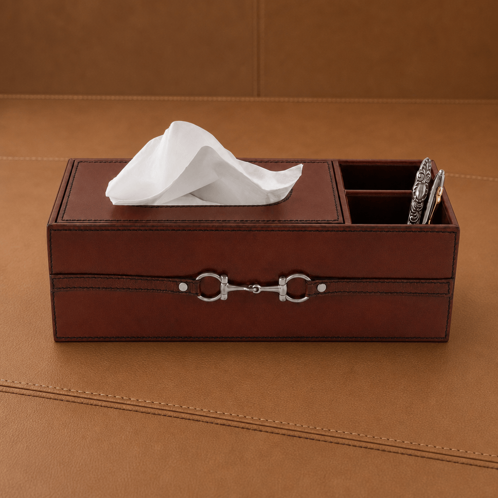 Premium Genuine Leather Bit Office Tissue Box 5