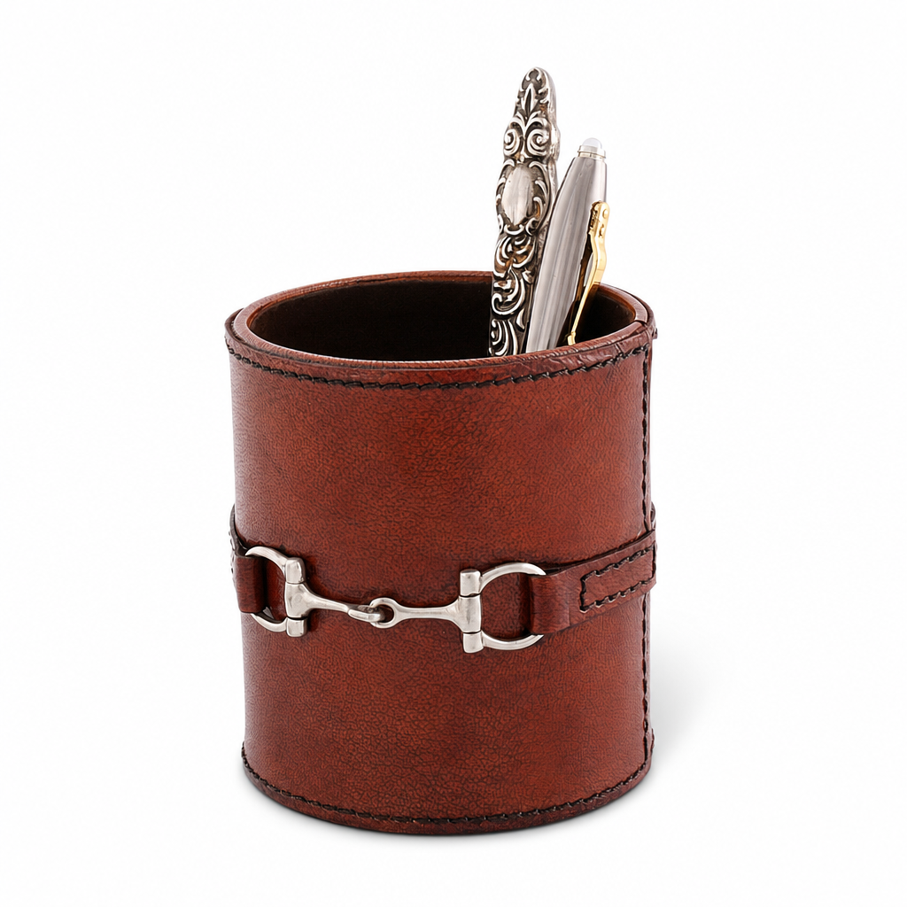 Premium Genuine Leather Stirrup Office Pen Holder 1