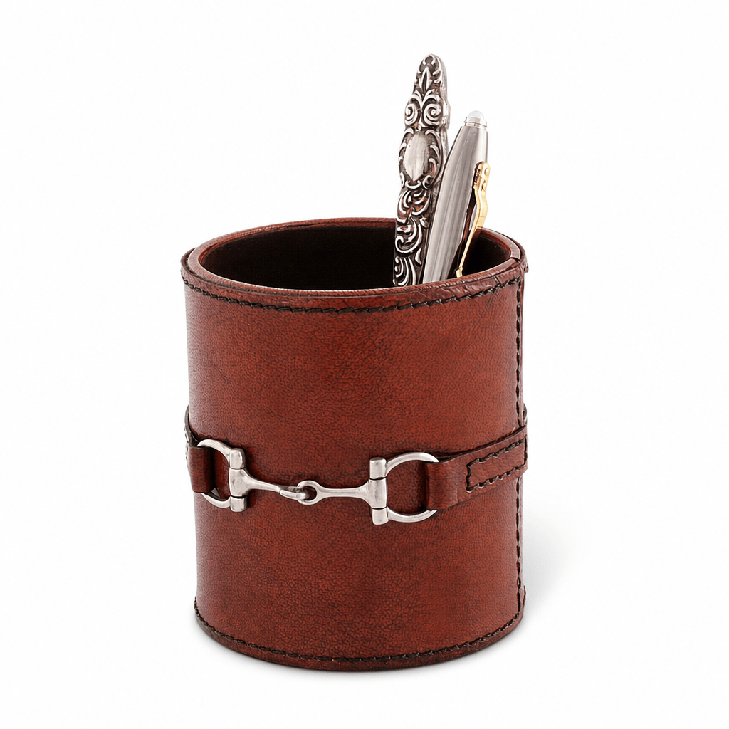 Premium Genuine Leather Stirrup Office Pen Holder 1