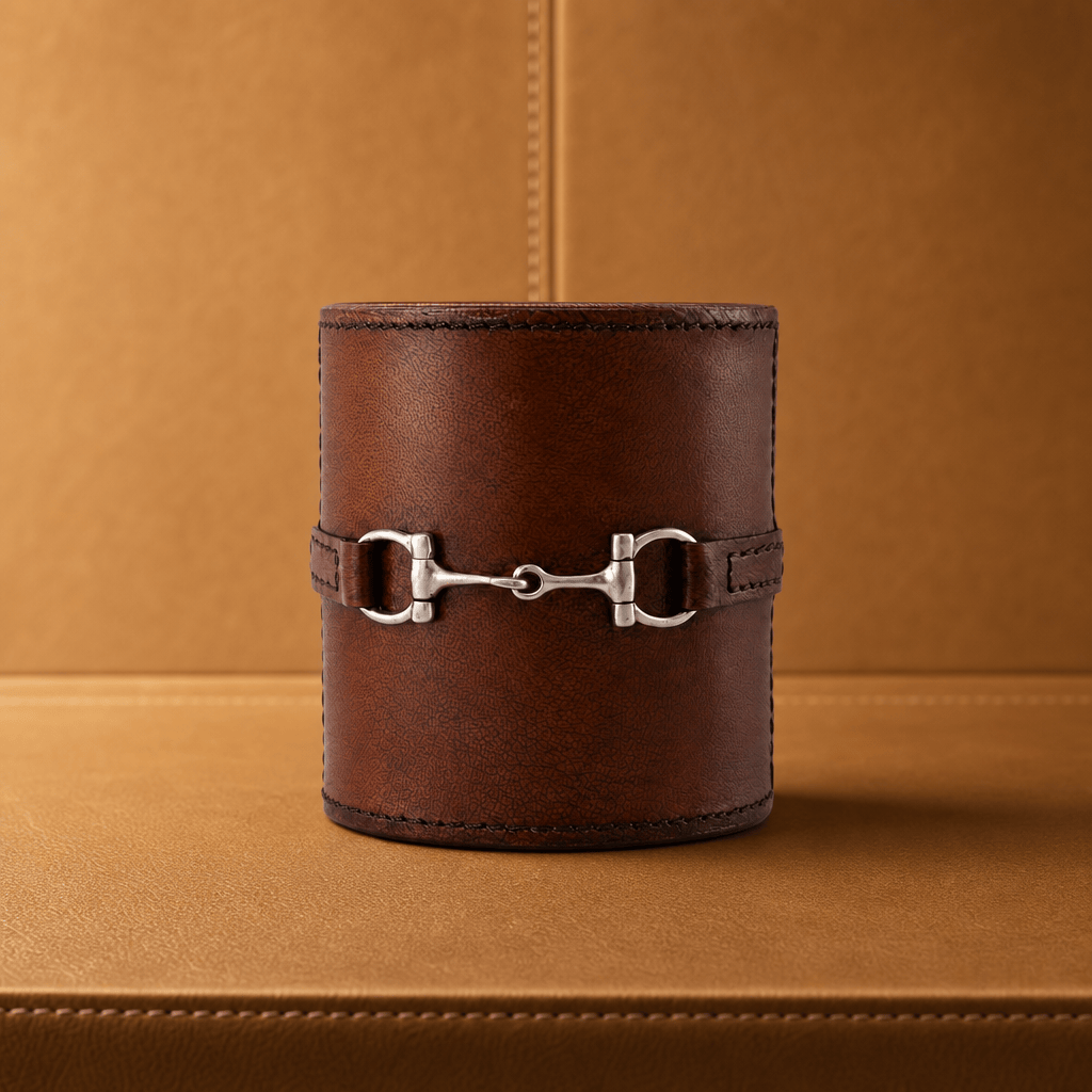 Premium Genuine Leather Stirrup Office Pen Holder 3