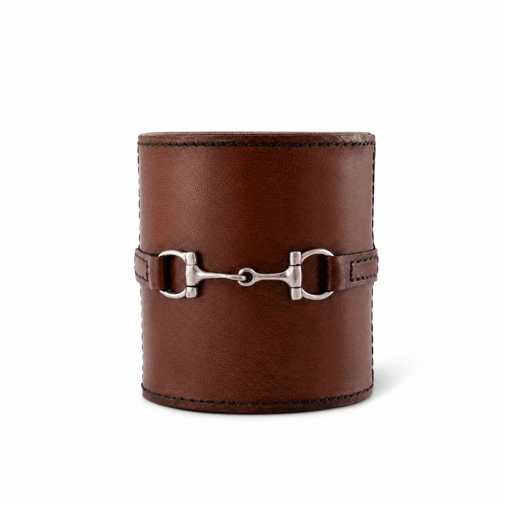 Premium Genuine Leather Stirrup Office Pen Holder 10
