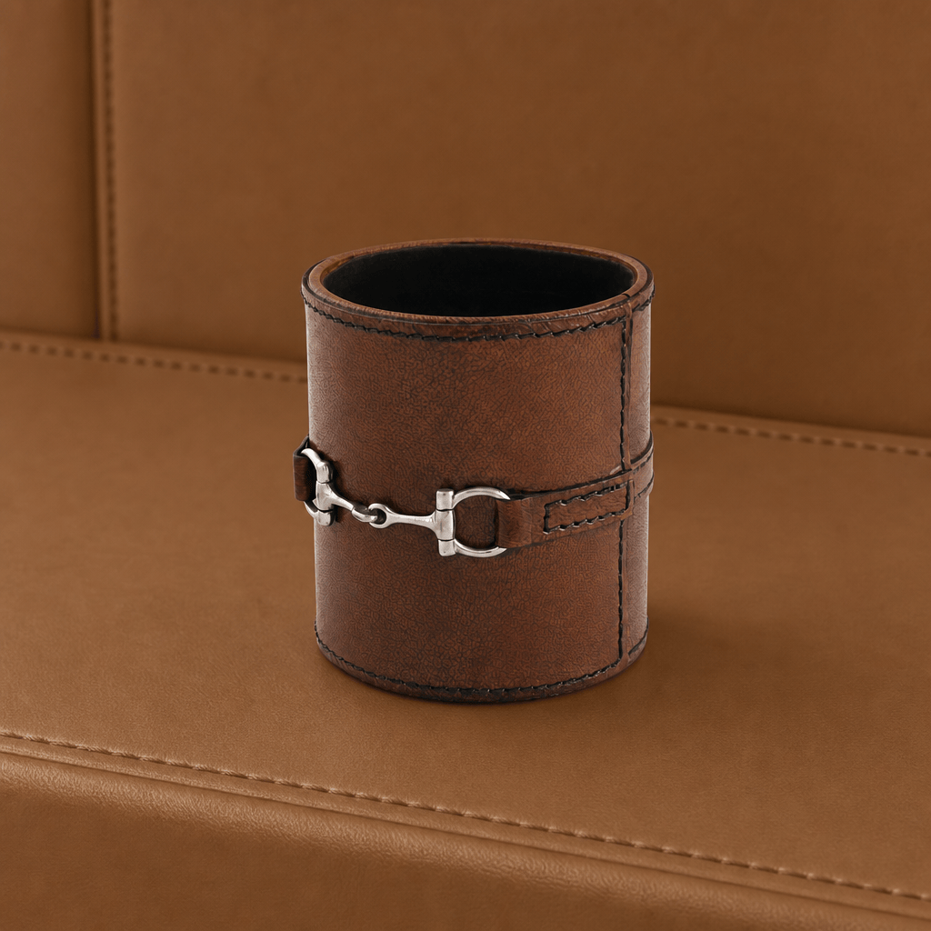 Premium Genuine Leather Stirrup Office Pen Holder 4