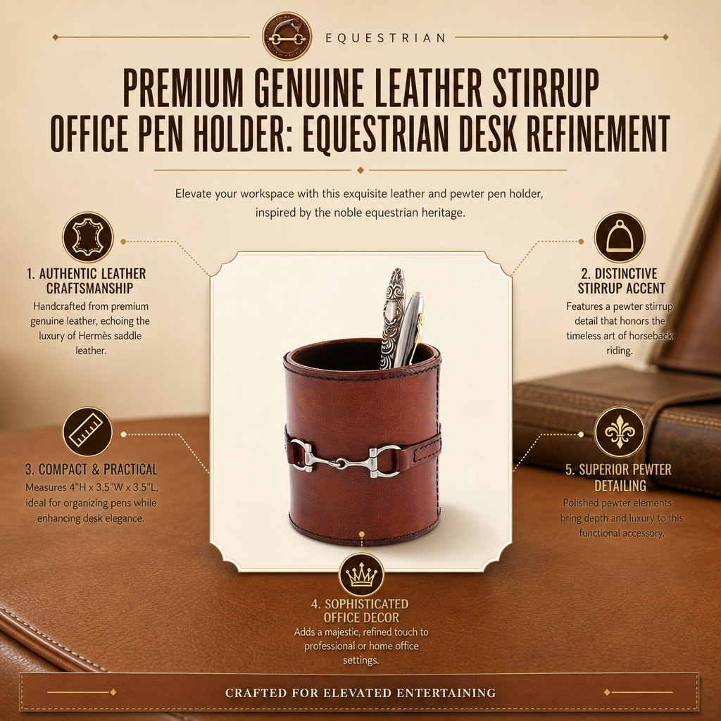 Premium Genuine Leather Stirrup Office Pen Holder 11