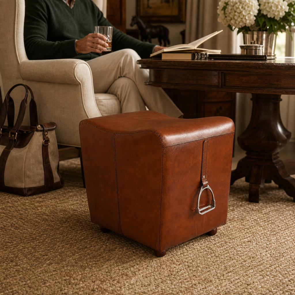 Stirrup Cognac Leather Stool 4