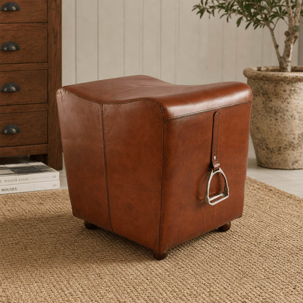 Stirrup Cognac Leather Stool 1