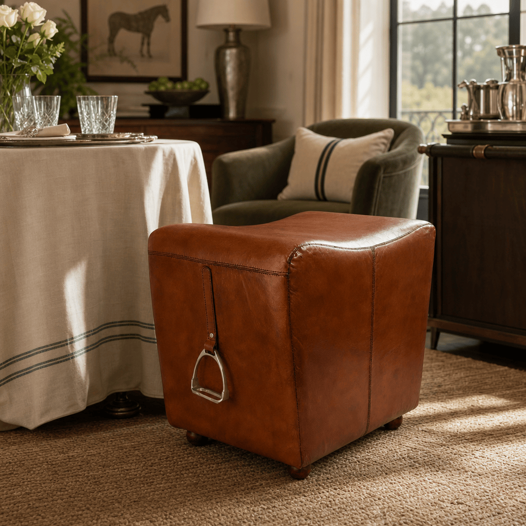Stirrup Cognac Leather Stool 5