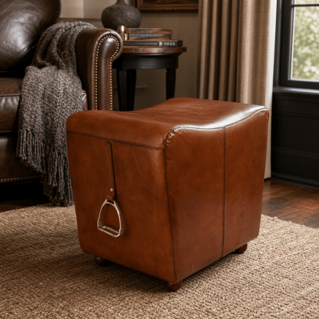 Stirrup Cognac Leather Stool 10
