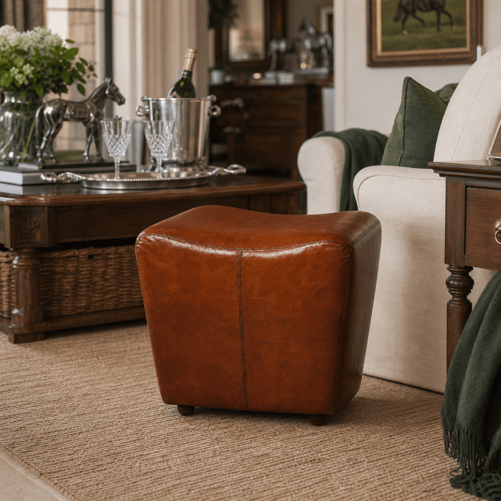 Stirrup Cognac Leather Stool 7