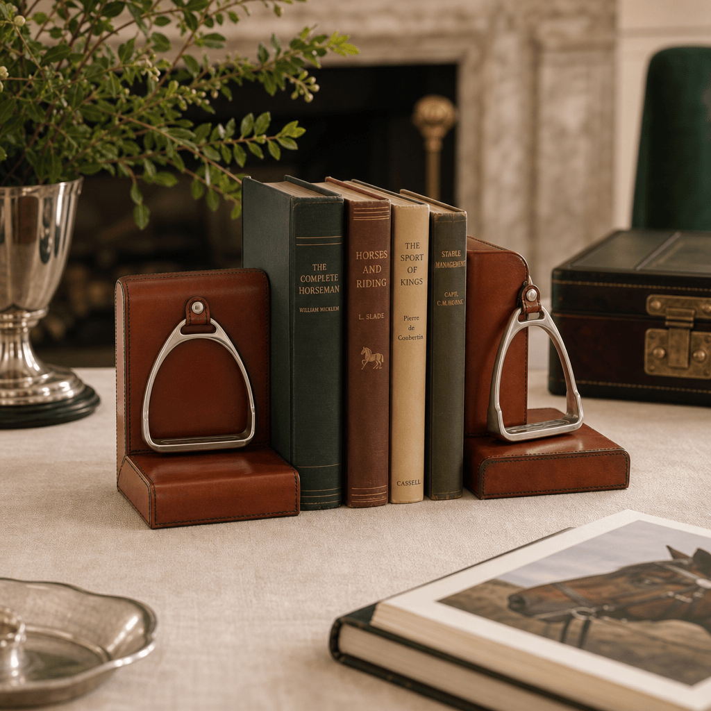Stirrup Cognac Leather Bookends 4