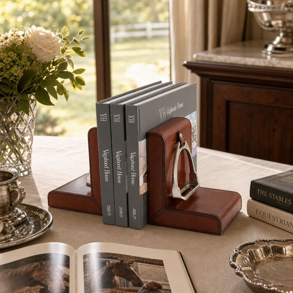 Stirrup Cognac Leather Bookends 5