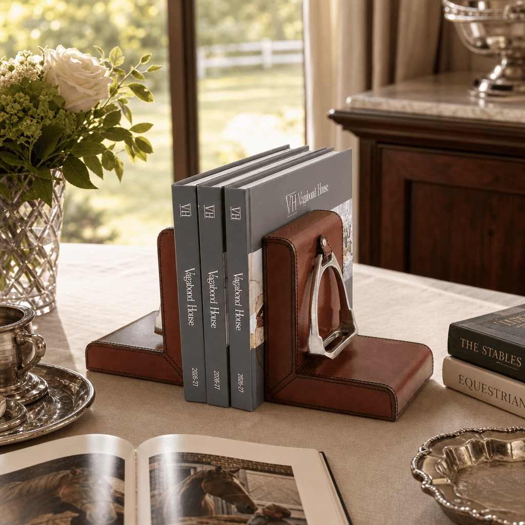 Stirrup Cognac Leather Bookends 5