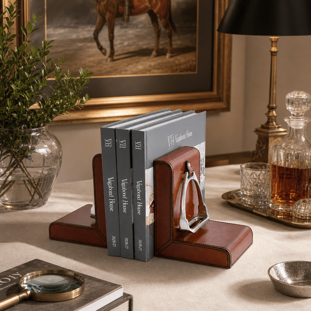 Stirrup Cognac Leather Bookends 3