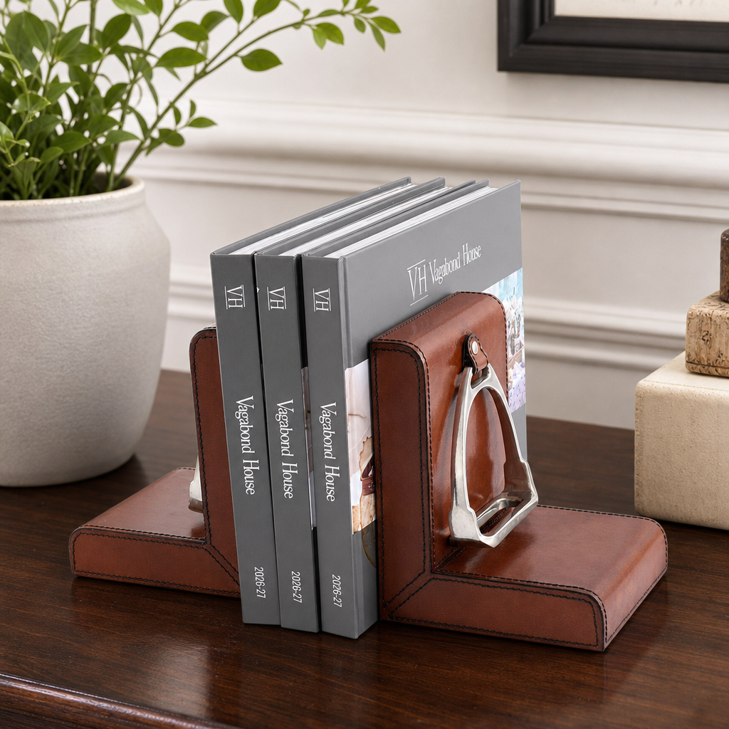 Stirrup Cognac Leather Bookends 8